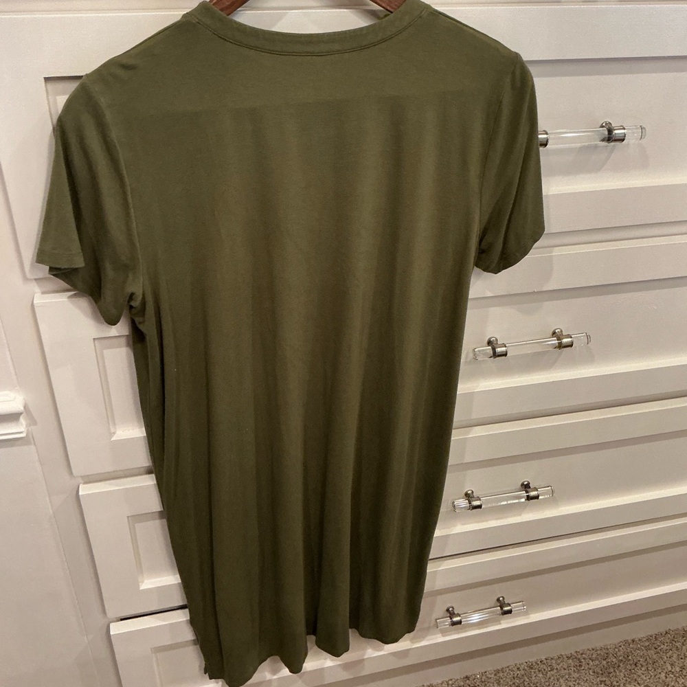 Eileen Fisher Forest Green V-Neck tshirt dress - Picture 5 of 7